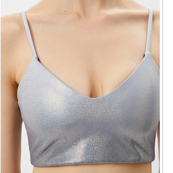 Beachriot Georgia silver sport bra New with Tag size M - Picture 2 of 13